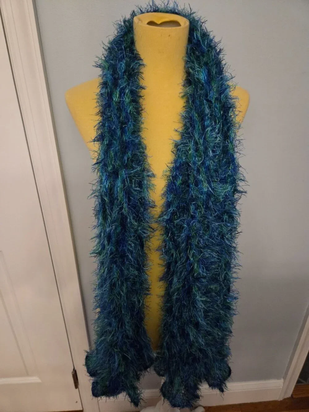 Blue/Green Plush Furry Scarf